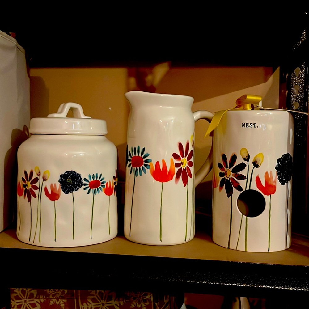 🌟 #hostpick 🌟2018 RAE DUNN watercolor cylinder birdhouse , pitcher and canister
